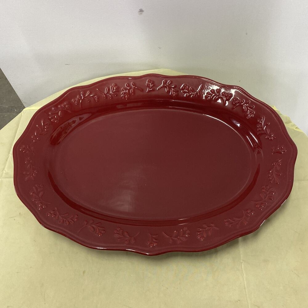 Better Homes Embossed Mistletoe Serving Platter 20”